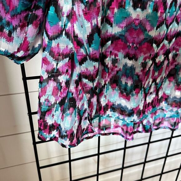 Ruby Rd Button Front Semi Sheer‎ Roll Sleeve Tunic Blouse Womens 20W Purple - Picture 6 of 12